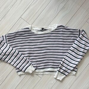 American Eagle Outfitters Striped Crew Neck Sweater - Blue, Cream, Pink